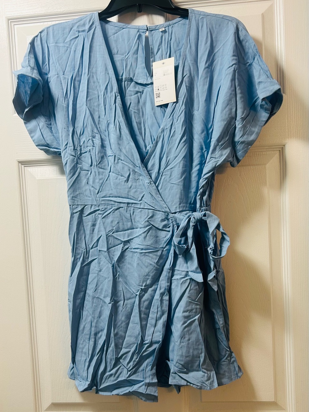 HALARA Light Blue Wrap Romper Small NWT